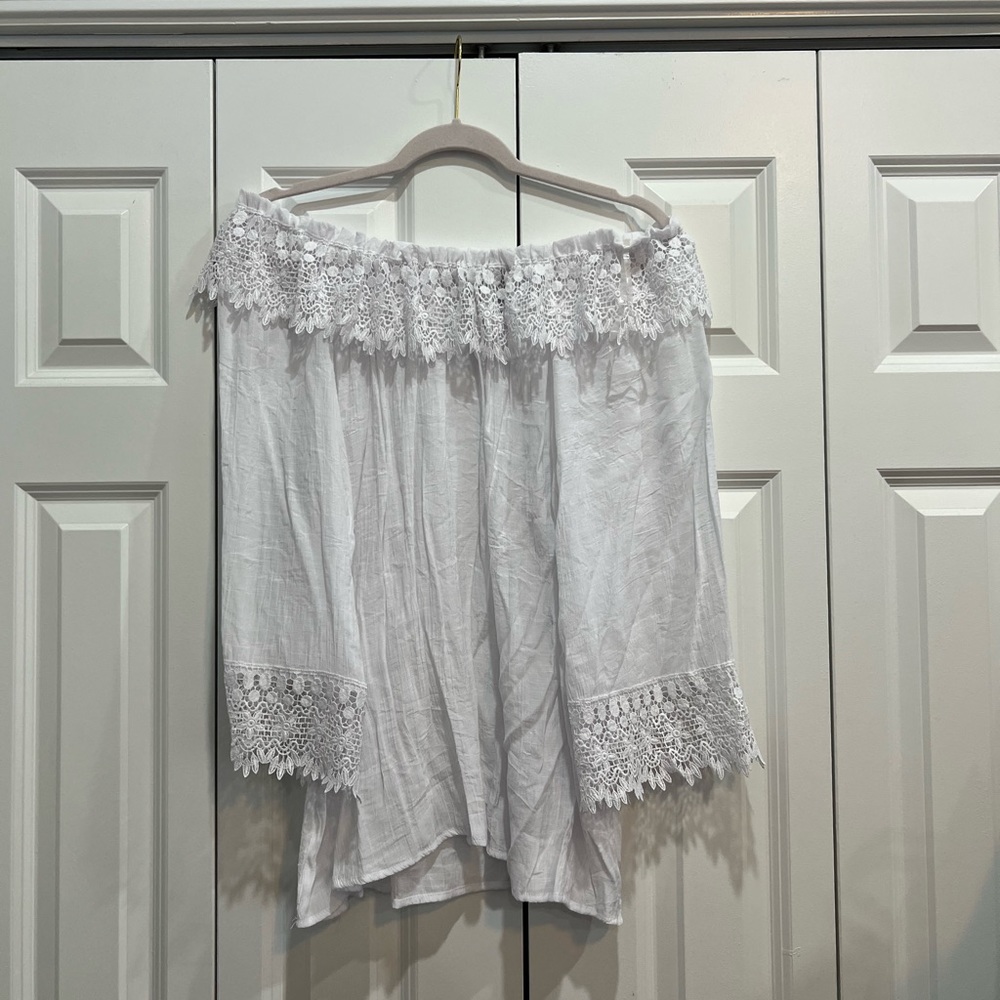 White Lace Off Shoulder Blouse